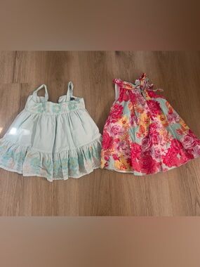 GAP Mint & Floral Pink Tie-Neck Twin Dress Set